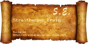Streitberger Ervin névjegykártya